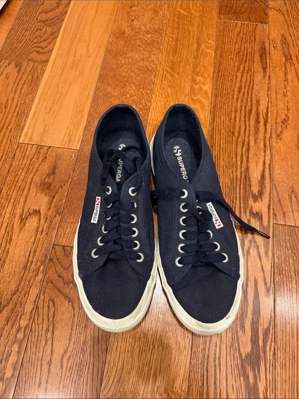 Superga Black Canvas Low-Top Sneakers with Cream Sole